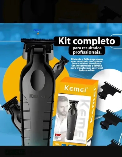 Máquina De Acabamento Corta Cabelo Profissional Kemei 2299 P