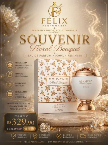 Souvenir Floral Bouquet Afnan 100ml Feminino Original Luxo