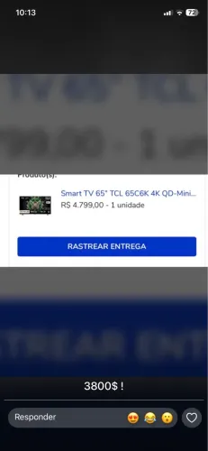 Televisão 65 polegadas na caixa