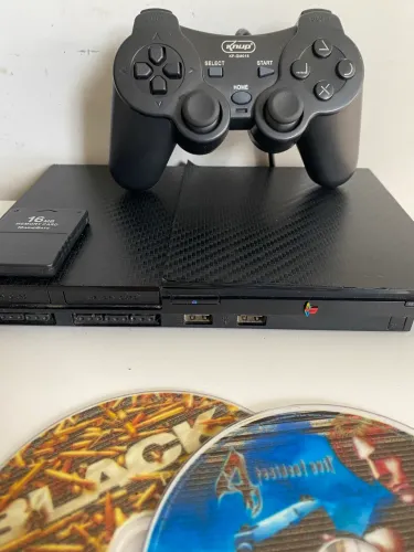 Pra vender rápido Ps2 desbloqueado 1 controle + 2 jogos 