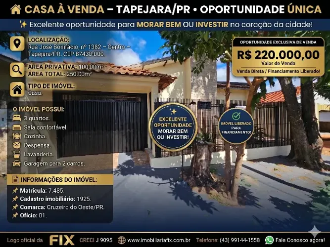 ? CASA À VENDA - TAPEJARA/PR 