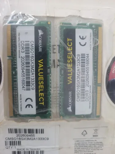 Memoria 16gb ddr3 2x8gb de notebook 1333 corsair valueselect mostruario garantia