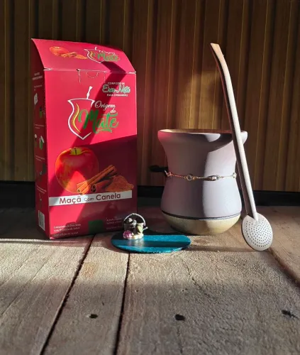 Kit para Chimarrão. Cuia, bomba, biscuit, choker e erva-mate