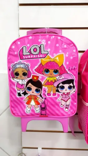 Mochila Escolar Lol Surprise com Rodas para Meninas Rosa