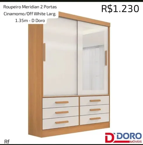 Guarda roupa Meridian com 2 portas de 1.35m