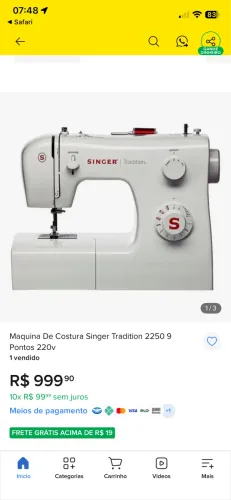Máquina de Costura Mecânica - Singer Tradition