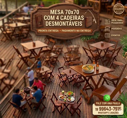 Mesa Dobrável para bares restaurante e pousadas 