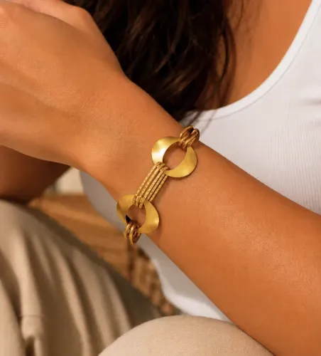 Pulseira Dourada com Elos - Bijuteria Fina