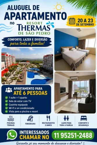 Alugo Apartamento no Resort Thermas de São Pedro 