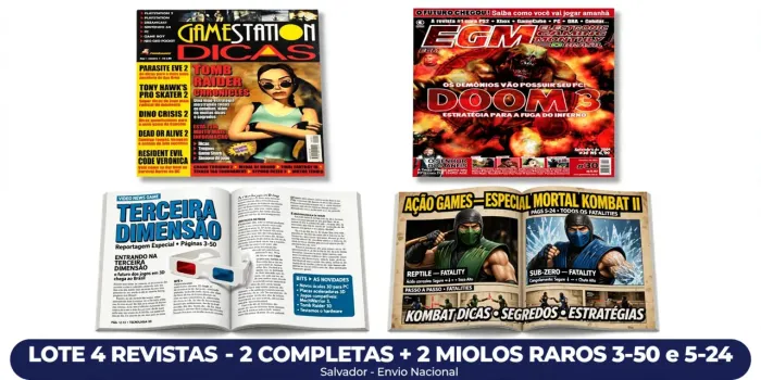 Lote 4 Revistas Games raras, Gamestation Nº1, EGM Nº30, Vídeo News Game