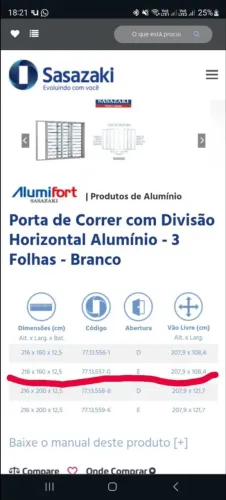 Porta de correr de alumínio, 3 folhas branca, Alumifort Sasazaki
