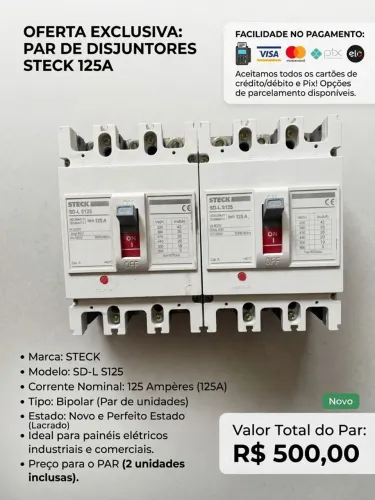 Par de Disjuntores Caixa Moldada STECK SD-L S125 (125A)
