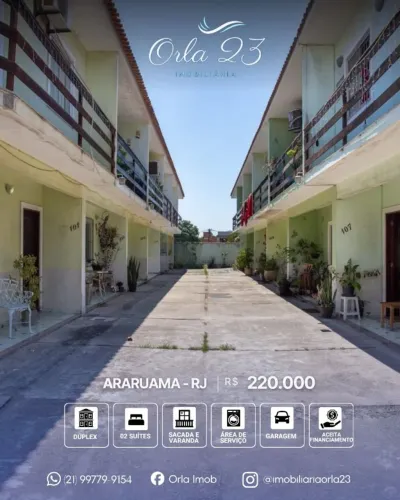 ARARUAMA, ORLA 23 IMOBILIÁRIA VENDE! Excelente casa duplex na Região dos Lagos 
