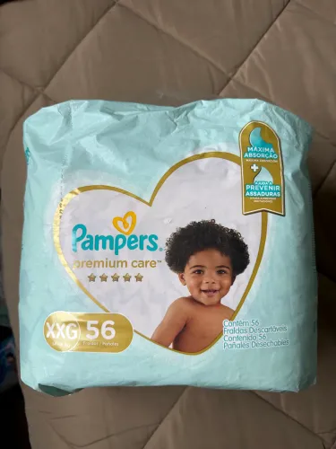 Fralda pampers premium care TAM XXG pacote com 56 fraldas