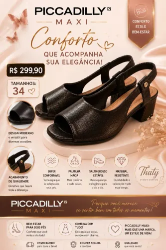 Sandália Piccadilly Maxi Tamanho: 34<br>Sandália Piccadilly Maxi