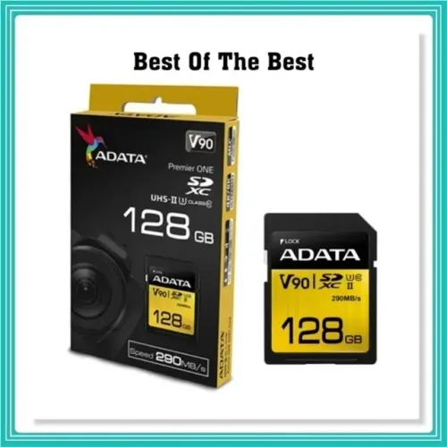 ADATA Premier ONE 128GB SDXC UHS-II U3 Class10 V90 3D NAND 4K 8K Ultra HD 290MBs SD Card