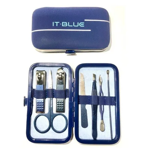 Kit Estojo 11 Peças Manicure Cortador De Unhas Aço Inox