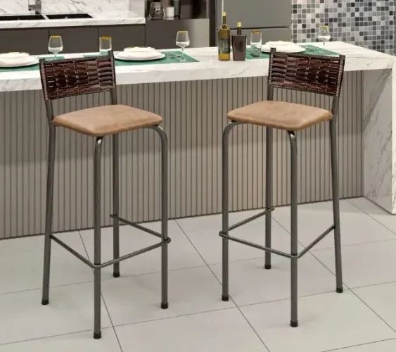 Banqueta Alta Tubular Assento Quadrado. São Produtos Novos Direto da Fábrica P/Sua Casa.