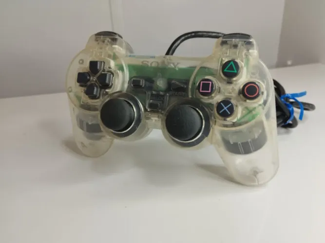 CONTROLE CRISTAL PS2 ORIGINAL SONY SERIE A 