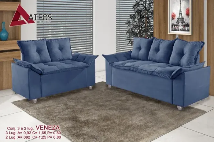 Conjunto Sofá 2 e 3 Lugares Veneza