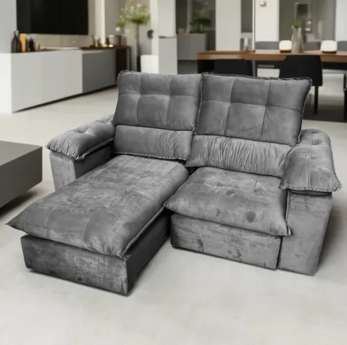 Sofá Retrátil e Reclinável Leo Decor 2,50m Molas Ensacadas tt64