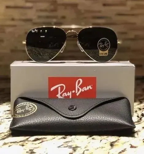 Óculos de sol unissex Rayban Aviador versão Gold