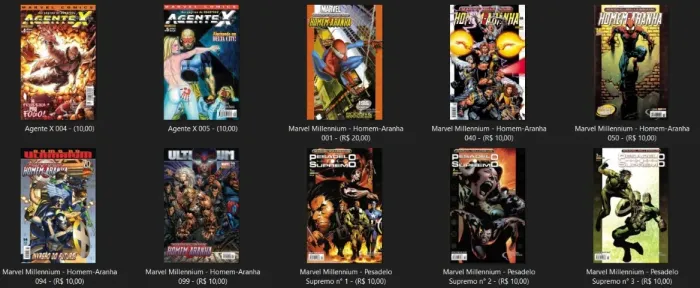 Marvel Millennium - Homem-Aranha / Agente X - (PACK COM 11 HQS)
