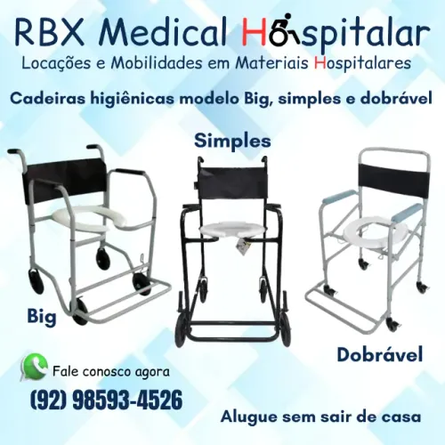 Aluguel de cadeira de banho cama hospitalar suporte de soro e escadinha em Manaus.