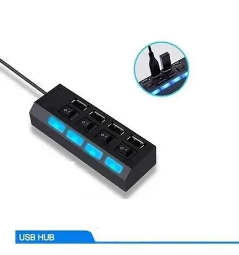 Hub Usb 4 Portas Switch com Led Indicador interruptor individual entrada para fonte