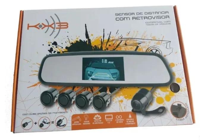Kit Sensor de Ré / Distancia com Câmera Retrovisor de Estacionamento Universal 