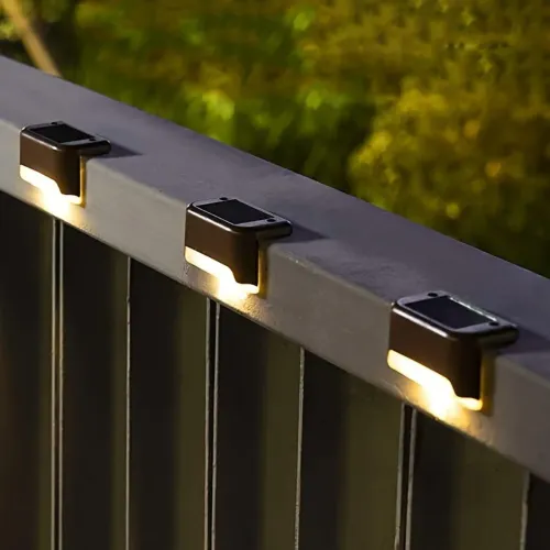 Kit 4 Luminária Led Arandela Solar Branco Quente IP65  Externo Preto Balizador