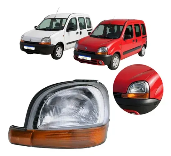 Farol Cromado Renault Kangoo 1997 1998 A 2008 C/pisca Ambar