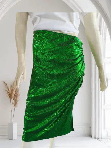 Saia média verde paetê