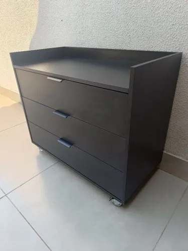 Gaveteiro MDF 3 Gavetas Novo c/ rodinhas 80cm x 40cm x 65cm Altura - Entrego
