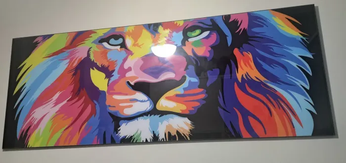 Quadro de Vidro Leão de Judá HD - Arte Moderna, Imponente, 1,60 x 0,60<br>