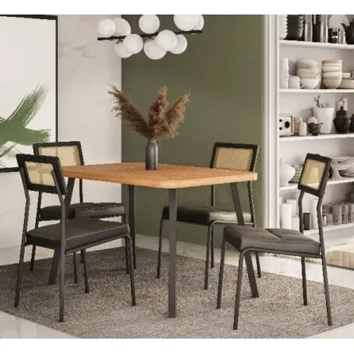 Mesa Stellar Mdp 120x80 C/ 4 Cad Lux - Nogueira/preto