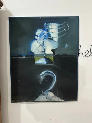 Óleo sobre tela O Mistério de G. H. Wells   Data 20/11/972  Medidas: 86 X 67cm 
