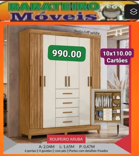 Guarda roupa solteiro lançamento aruba 