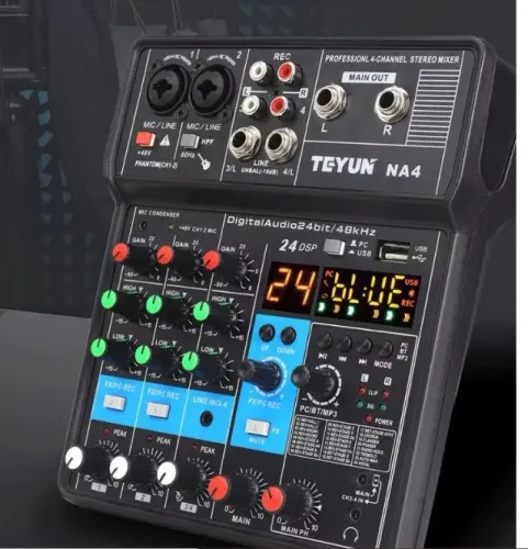 Mesa de Som 4 canais Teyun A4 - com gravador USB pendrive e bluetooth, "NOVO".