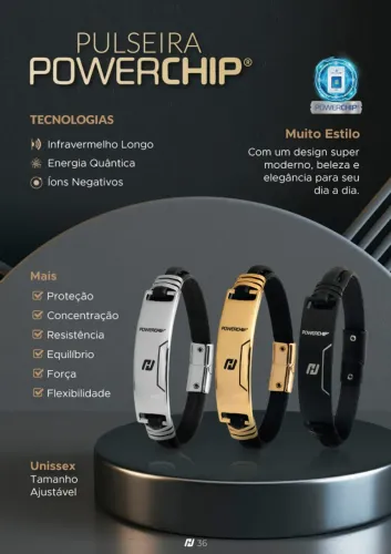 PULSEIRA EM COURO SINTÉTICO POWERCHIP AJUSTÁVEL