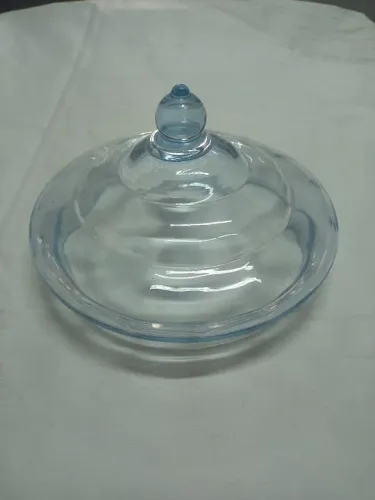 Tampa de vidro azul antiga para compoteira ou bombonier 