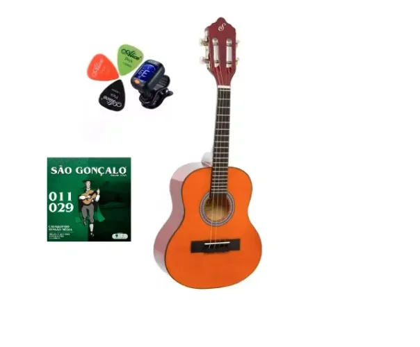 Cavaquinho Com Afinador, Palheta e Corda São Gonçalo Brinde