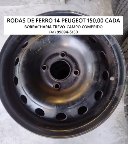 Rodas de ferro aro 14 Peugeot furação 4x108 por 150,00 cada roda