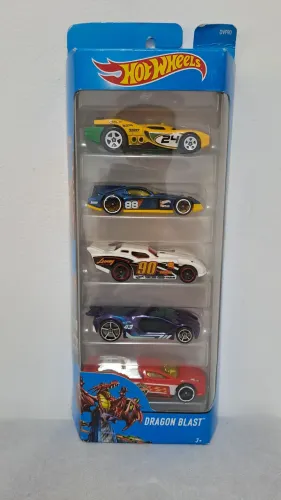 MOBILE TOY *** MT Hot Wheels Dragon Blast Pack 5 Carros - Novo
