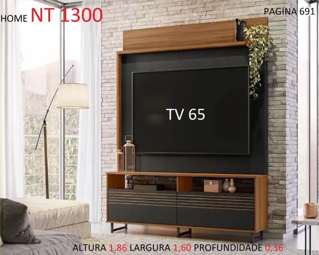 Home preto moderno para65 polegadas