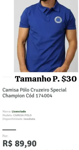 Camisa Polo Cruzeiro tamanho P Special Champion