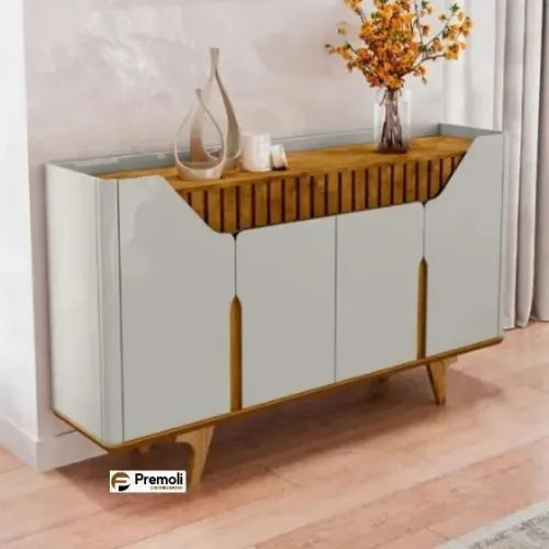 Aparador Buffet Amadeirado com Portas Off White- PREÇO IMPERDÍVEL