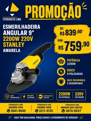Esmerilhadeira Angular 9 230mm 2200w Stanley