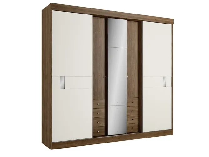 Roupeiro THB Sognare 5P Carvalho | Off White Sensitive Glass