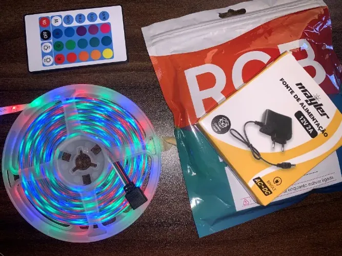 Fita De Led RGB 5 Metros Controle e Fonte